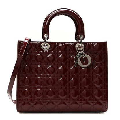 Christian Dior Patent Cannage Large Lady Dior Burgundy 1 of 9