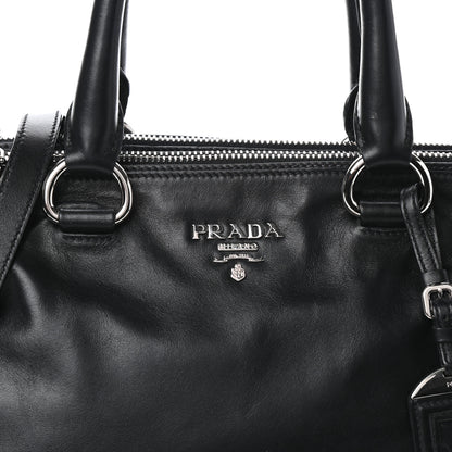 Prada Soft Calfskin Double Zip Shoulder Bag Black 7 of 9