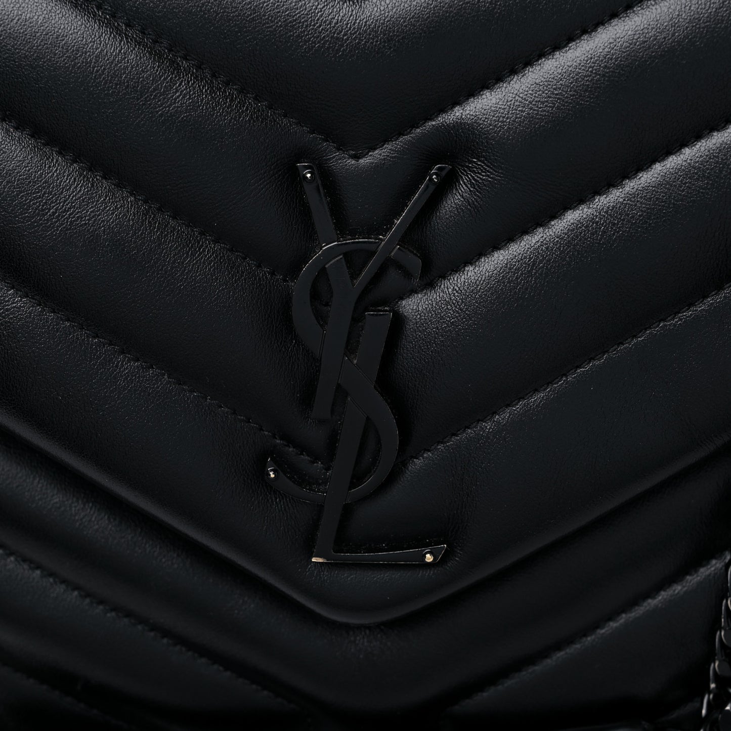 Calfskin Y Quilted Monogram MonochromeMedium Loulou Chain Satchel Black
