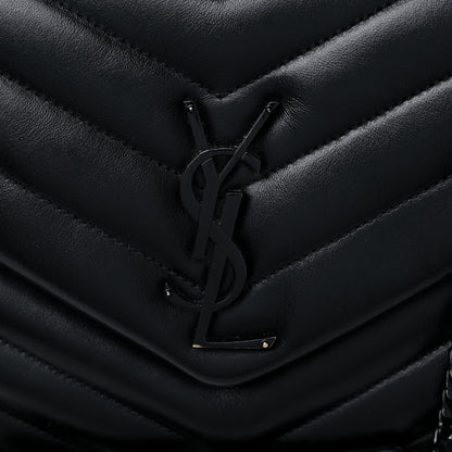 Saint Laurent Calfskin Y Quilted Monogram MonochromeMedium Loulou Chain Satchel Black 17 of 18