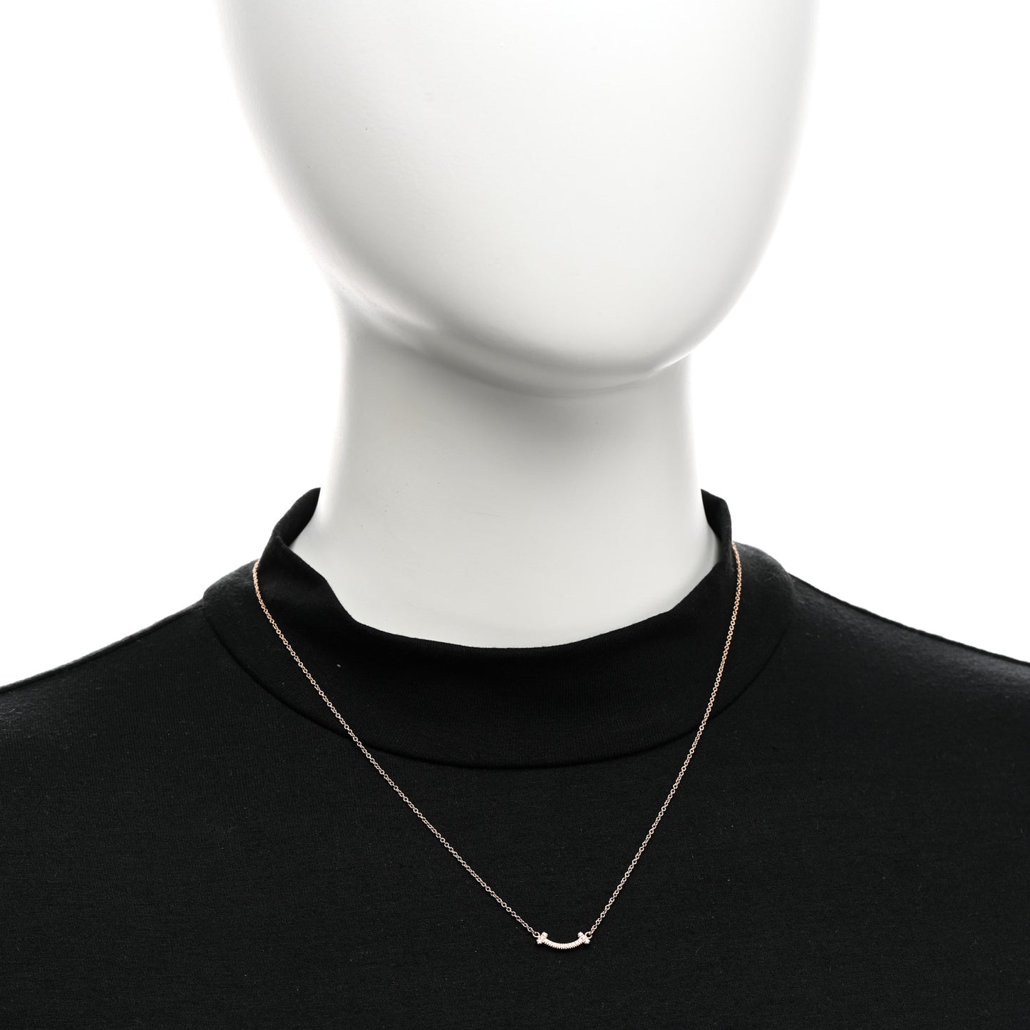 18K Rose Gold Diamond Mini T Smile Pendant Necklace