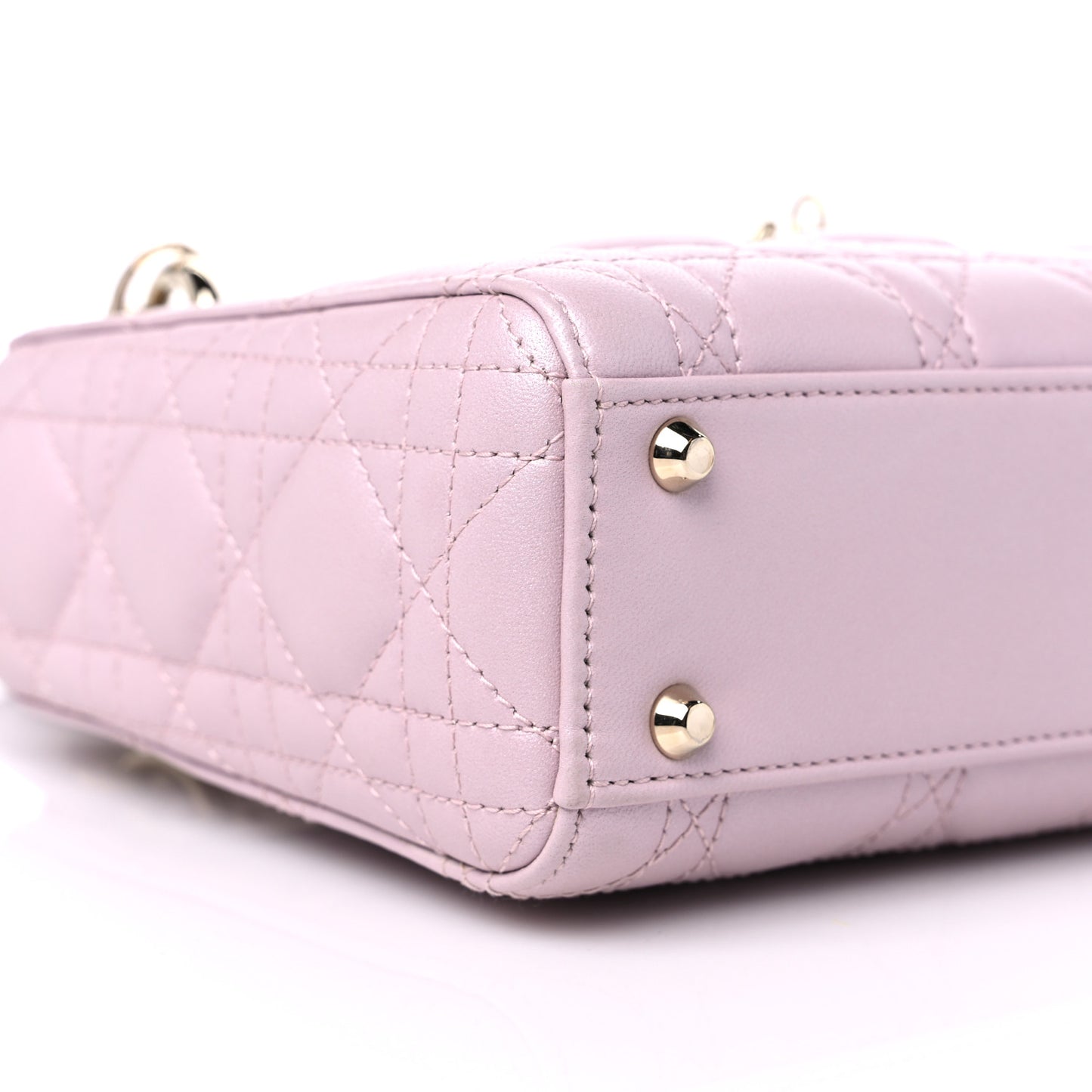Metallic Lambskin Cannage Mini Lady Dior Lotus