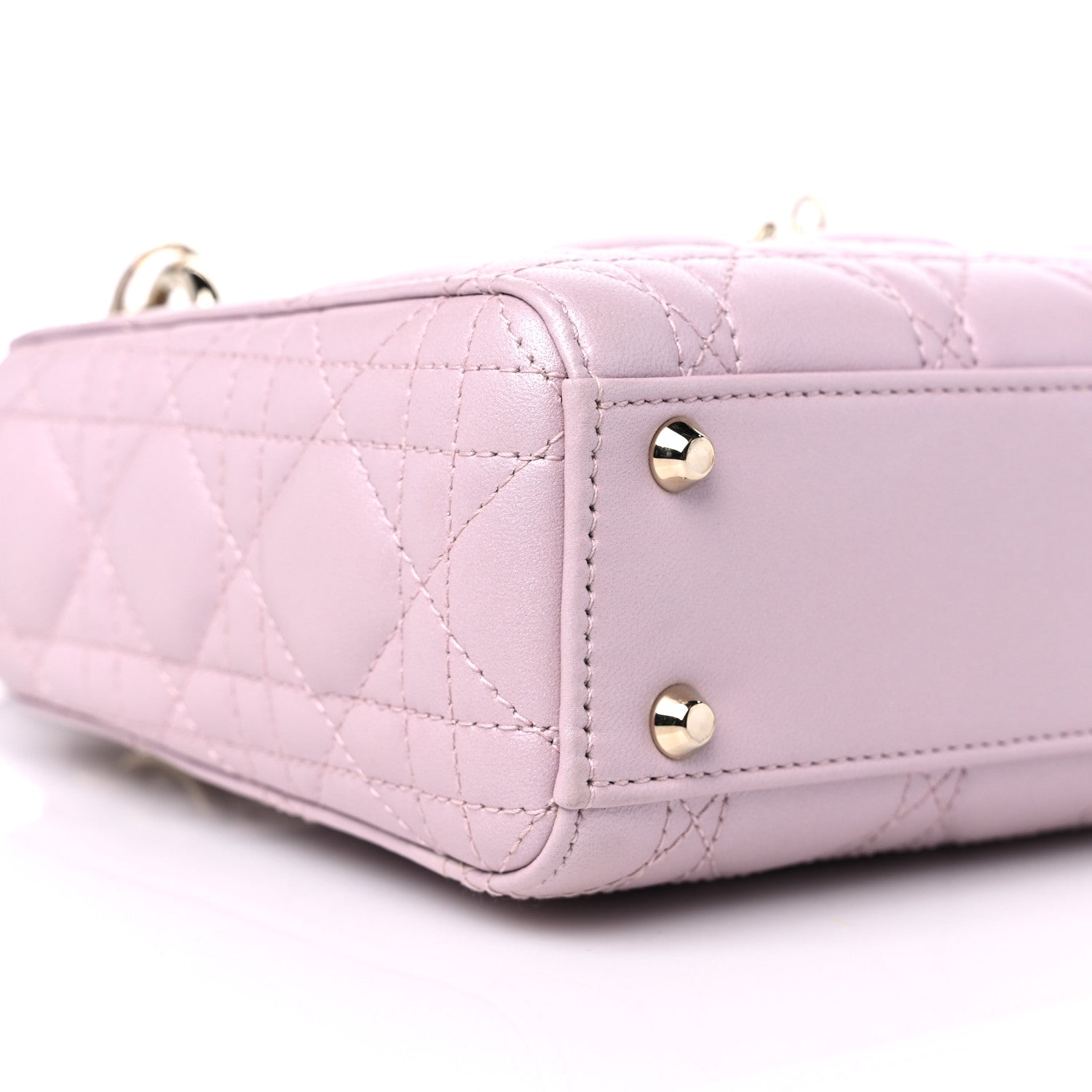 Christian Dior Metallic Lambskin Cannage Mini Lady Dior Lotus 7 of 9