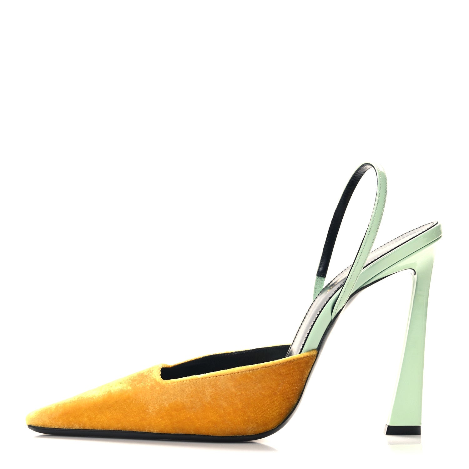 Saint Laurent Velvet Blade 105 Slingback Pumps 41 Yellow Seaf 1 of 9