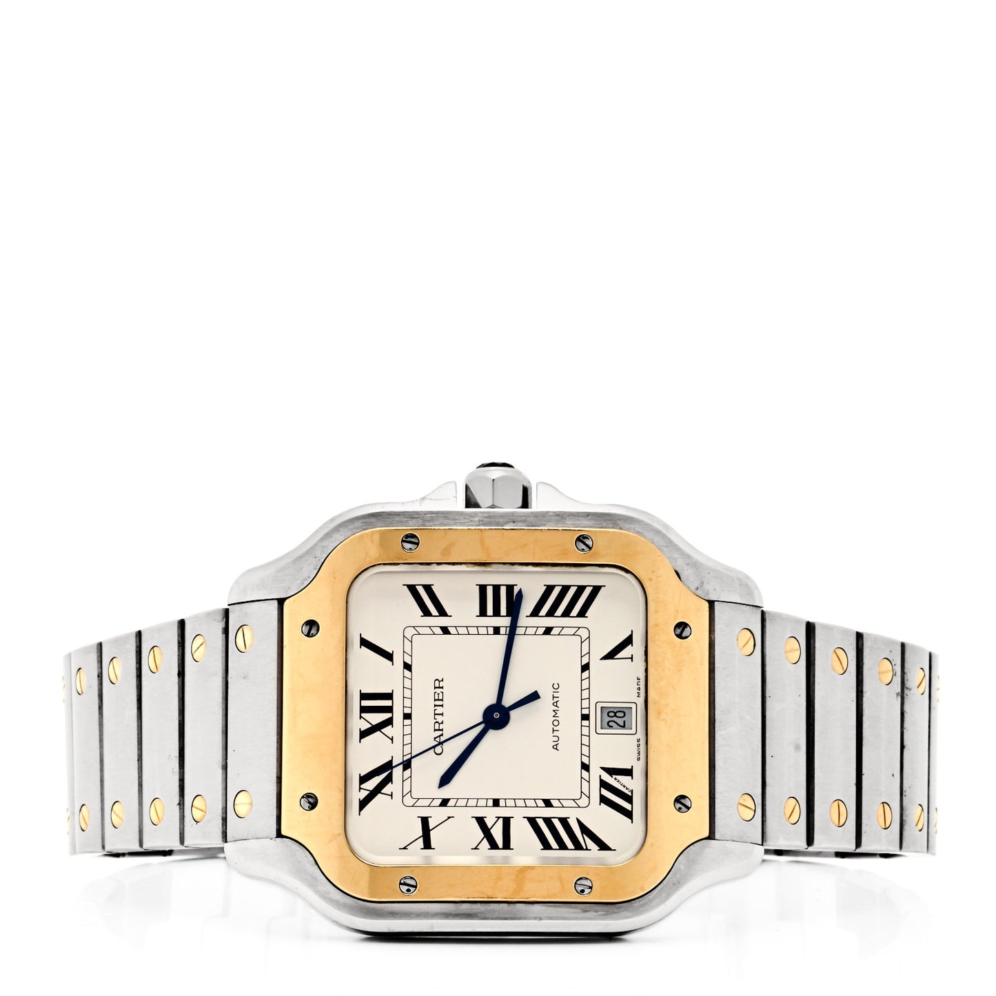 Stainless Steel 18K Yellow Gold 39.8mm Santos De Cartier Automatic Watch