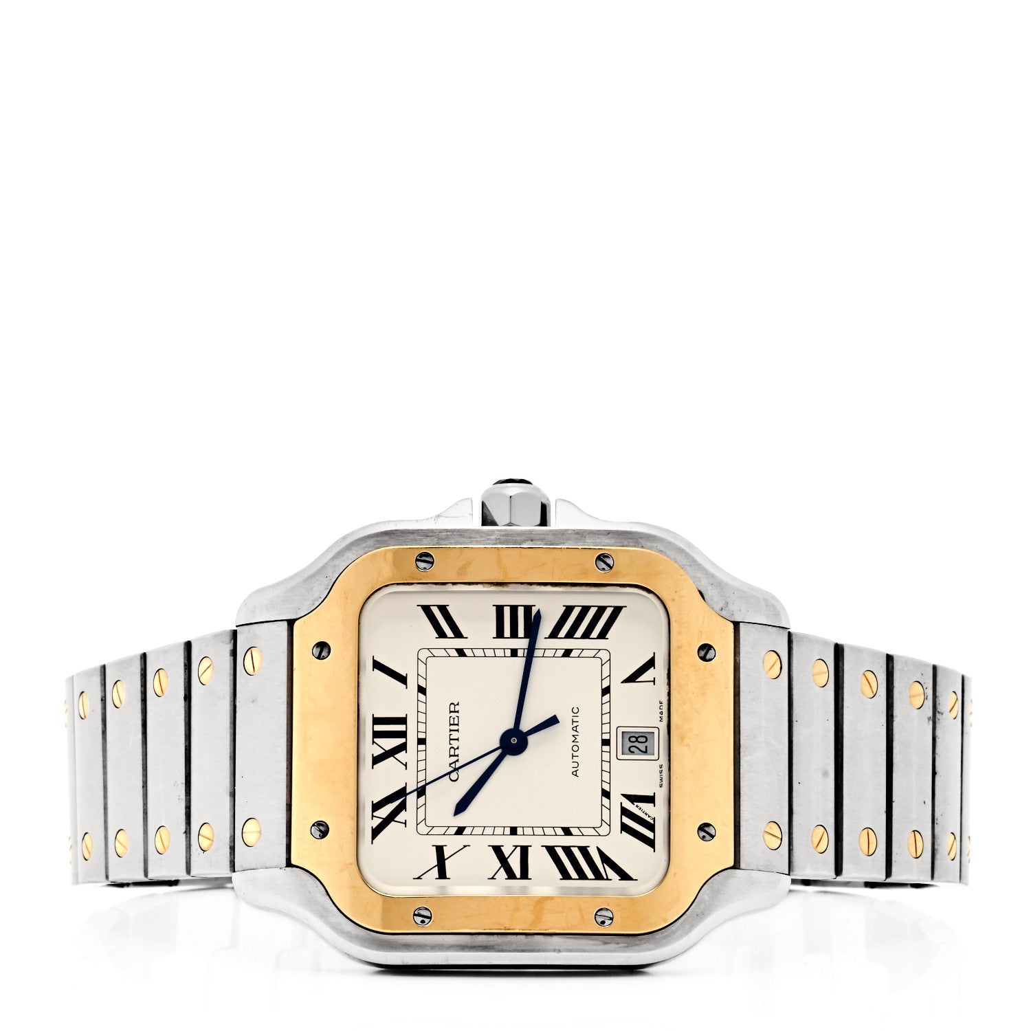 Cartier Stainless Steel 18K Yellow Gold 39.8mm Santos De Cartier Automatic Watch 2 of 6