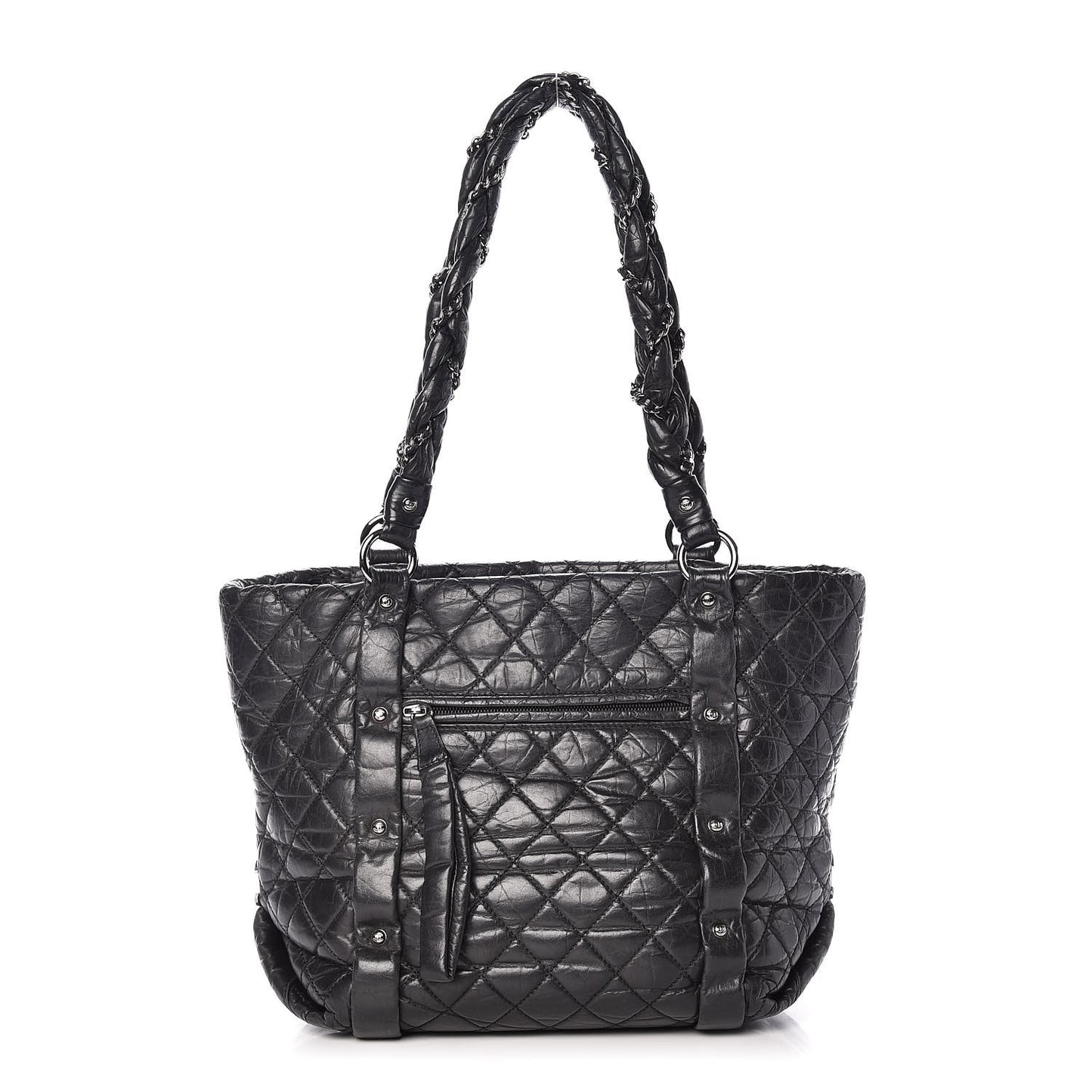 Aged Calfskin Vintage Ligne Lady Braid Tote Black