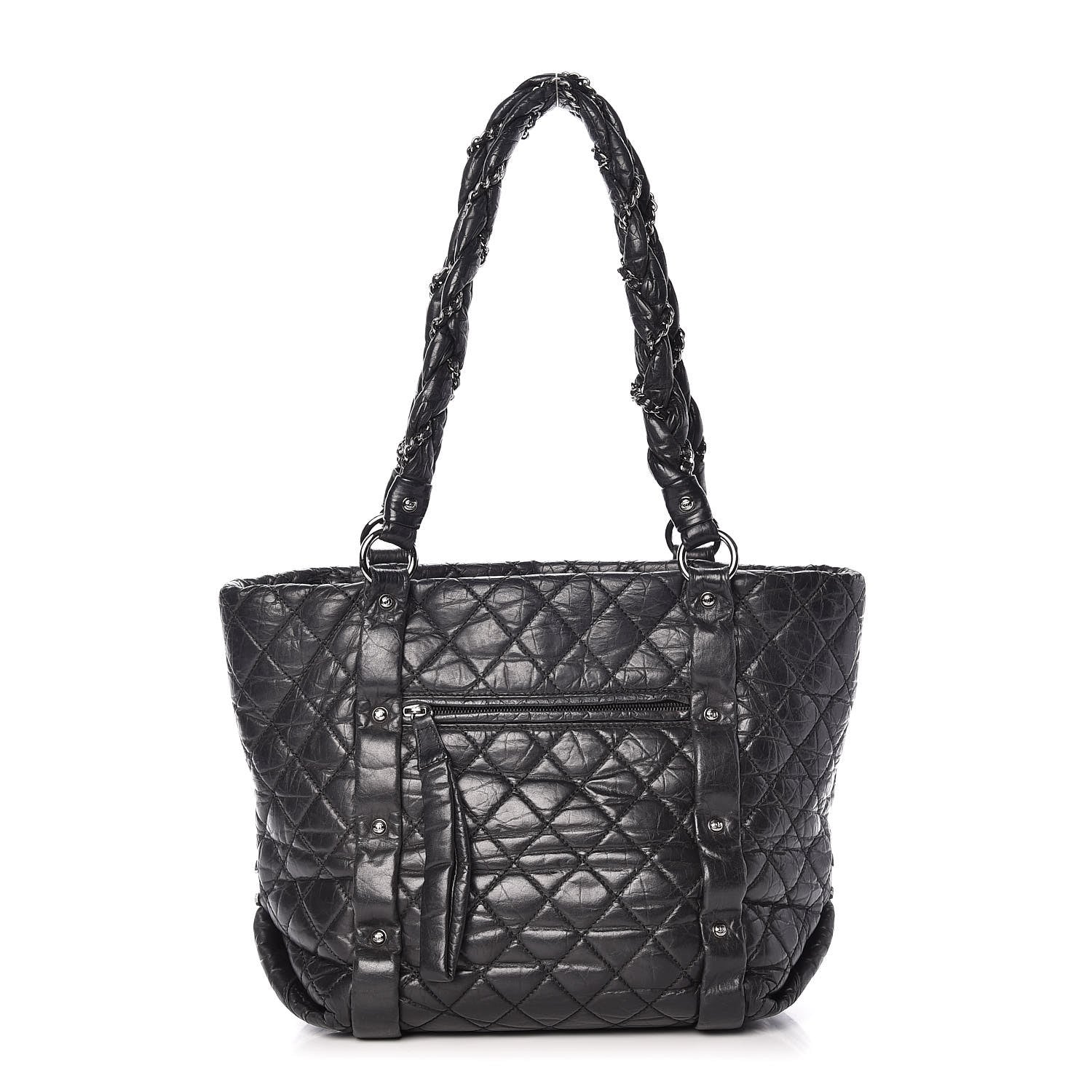 Chanel Aged Calfskin Vintage Ligne Lady Braid Tote Black 1 of 12