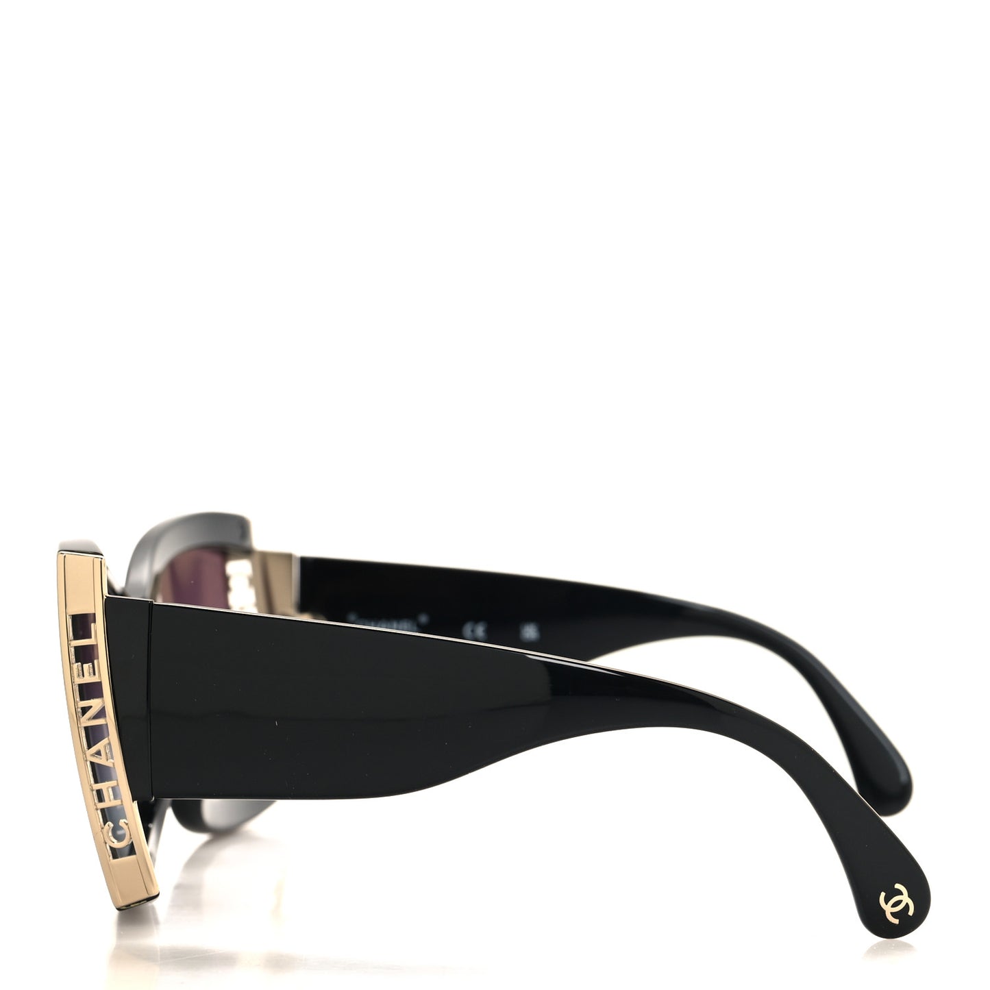 Acetate Metal Logo Square Sunglasses 71547A Black