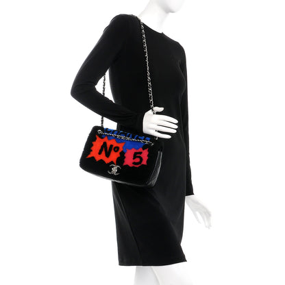 Chanel Shearling Lambskin Medium 100% Flap Black 3 of 9