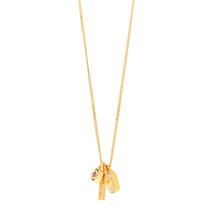 Chanel Metal Crystal Charm Necklace Purple Gold 1 of 5