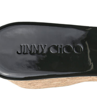Jimmy Choo Patent Prima Cork Wedge Sandals 38 Black 7 of 7