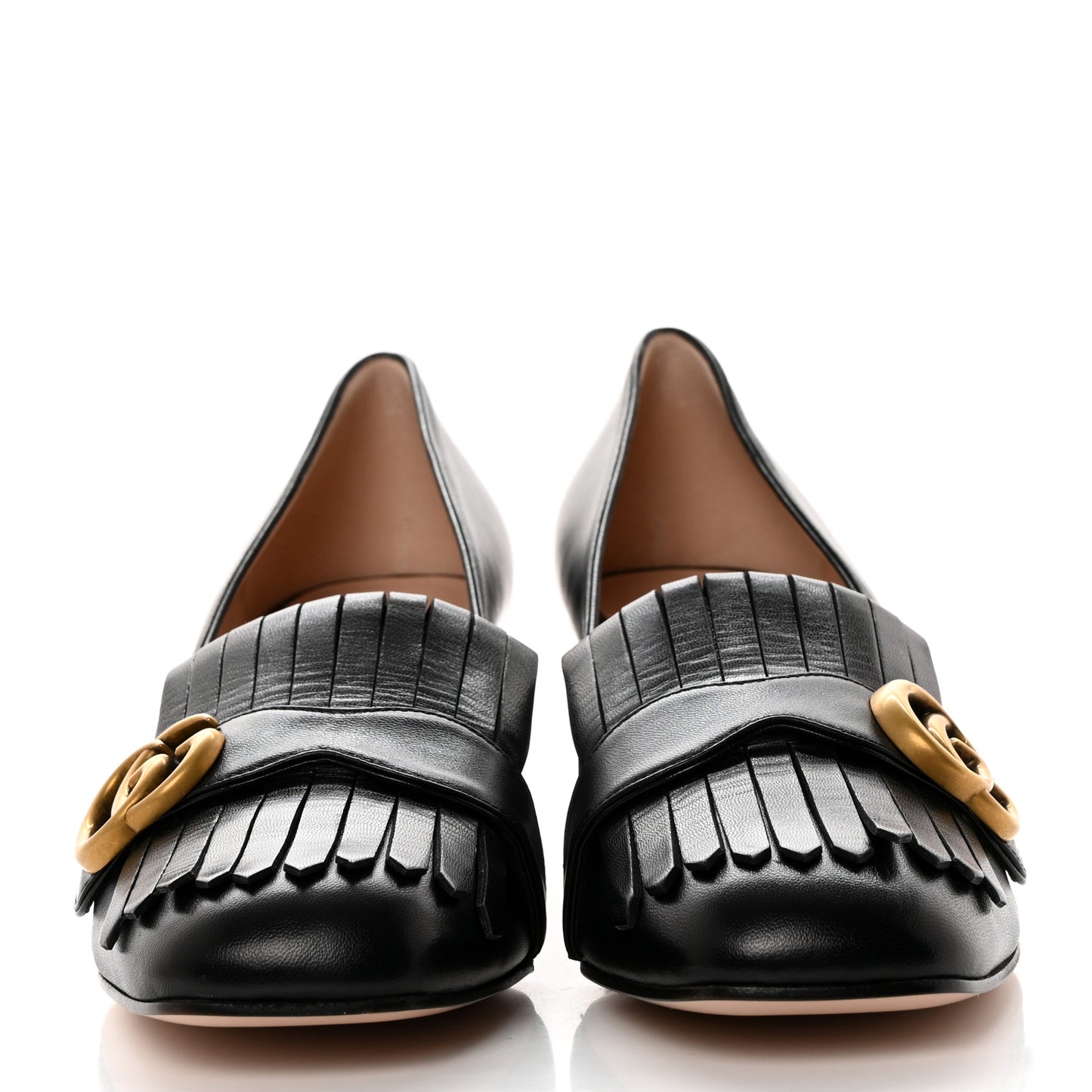 Malaga Kid GG Marmont Fringe 50mm Loafer Pumps 40 Black