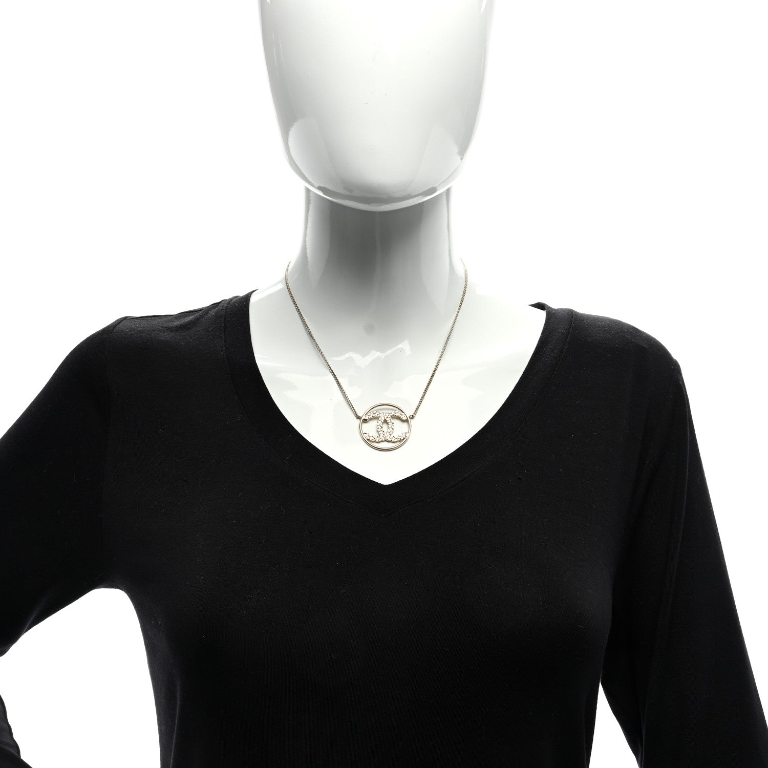 Chanel Baguette Crystal High Society CC Pendant Necklace Gold 2 of 4