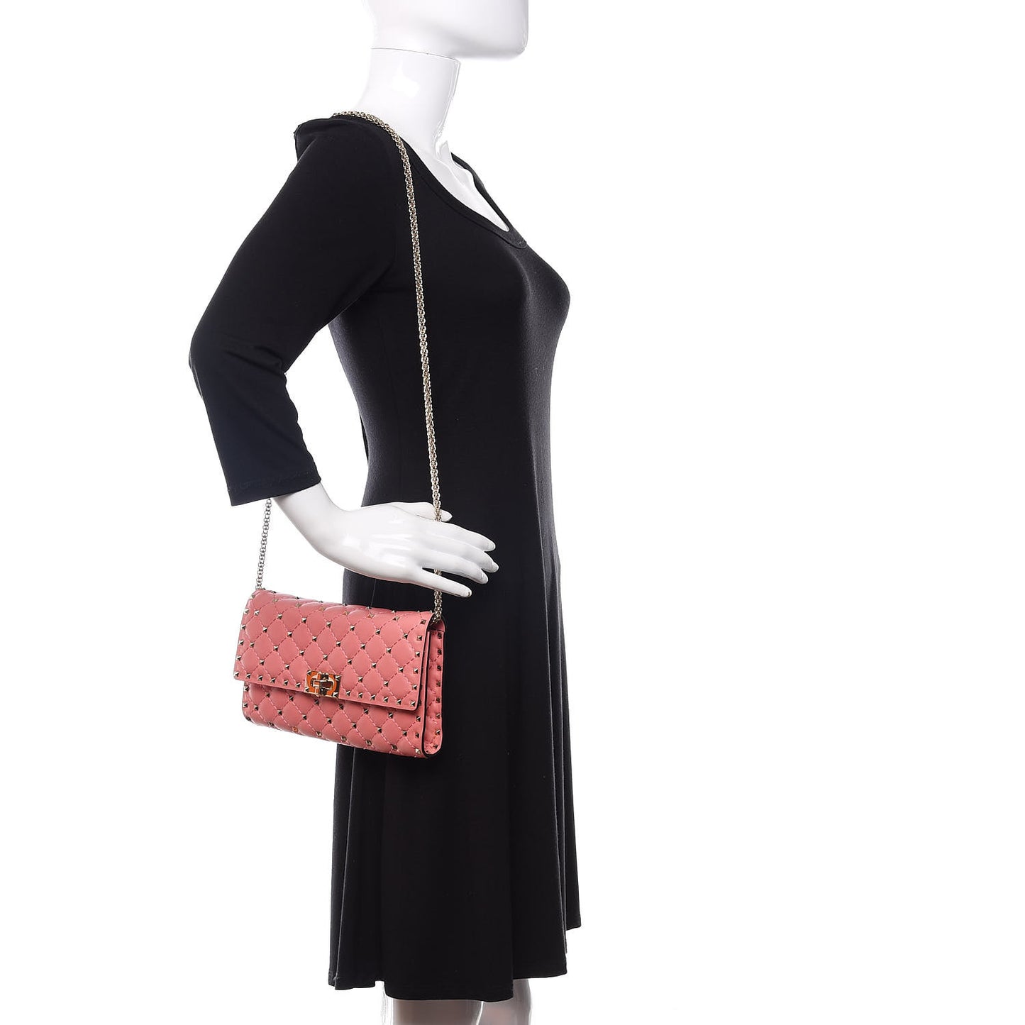 Nappa Rockstud Spike Wallet On Chain Paradise Rose