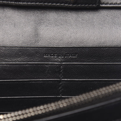 Saint Laurent Suede Python Embossed Monogram Chain Wallet Black 7 of 15