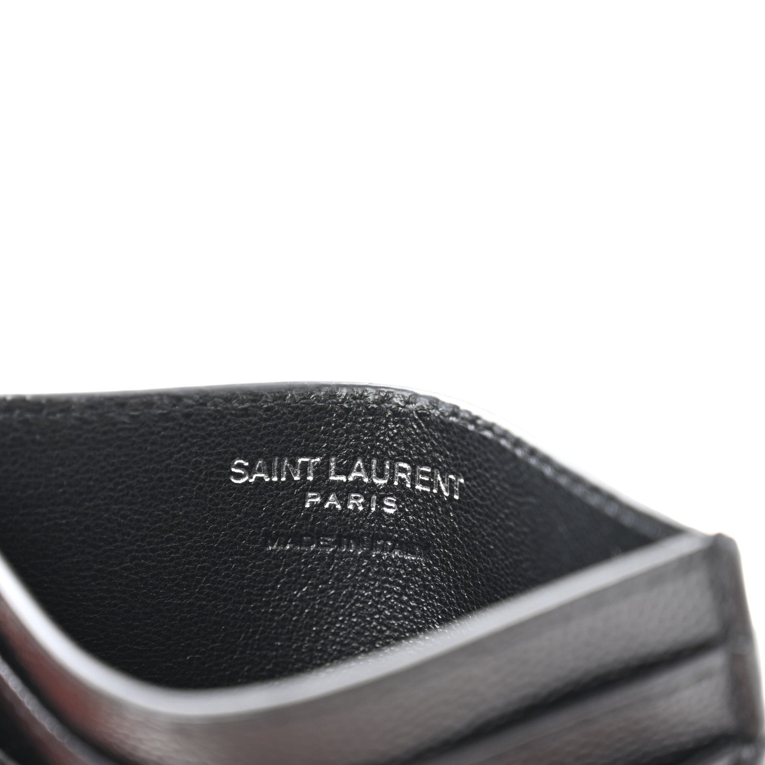 Saint Laurent Grain De Poudre Matelasse Chevron Monochrome Monogram Credit Card Case Black 6 of 10