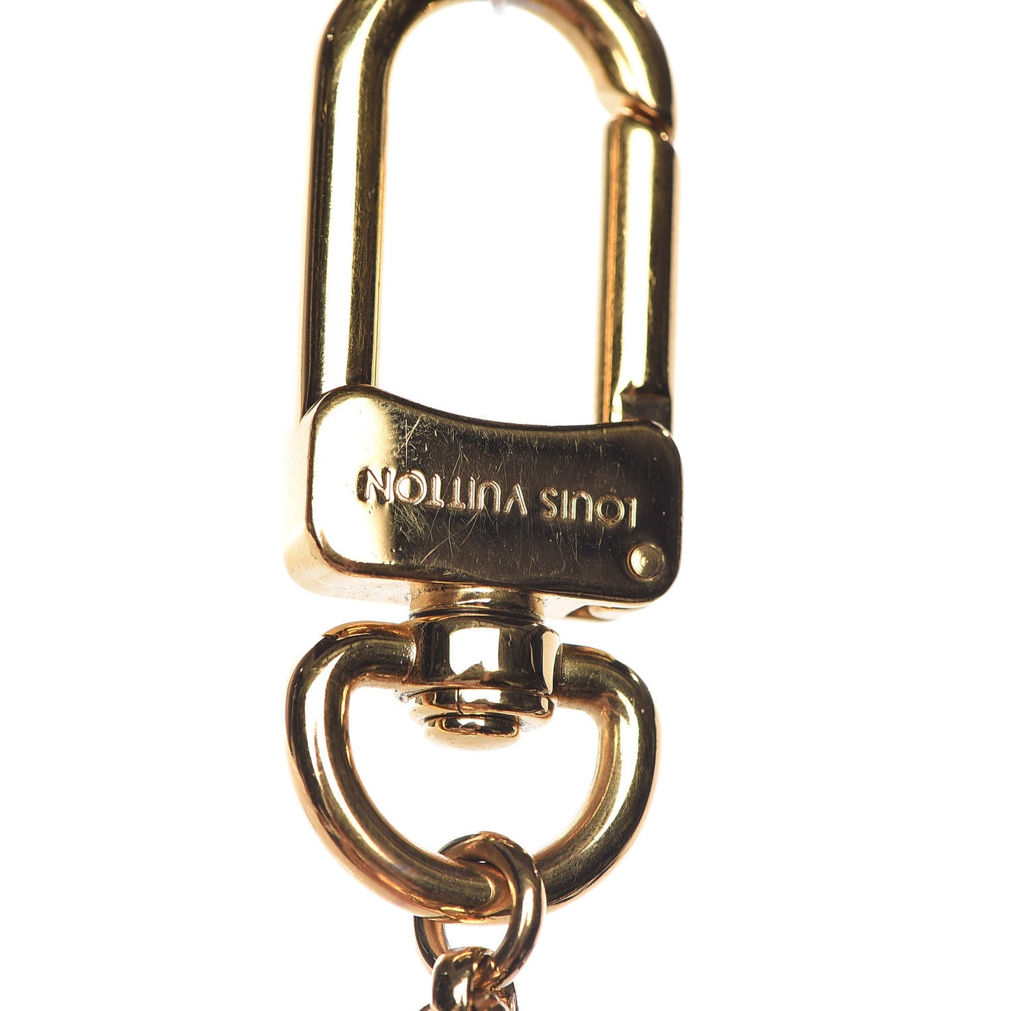 Brass Enamel Fleur De Monogram Bag Charm Chain Gold