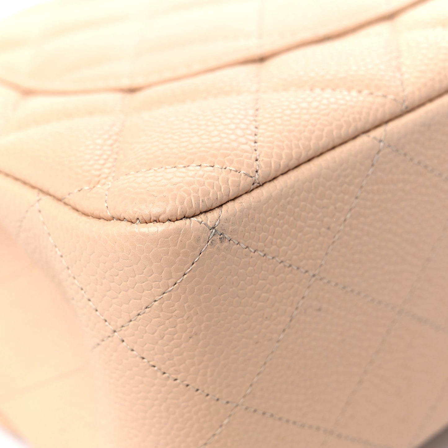 Caviar Quilted Jumbo Single Flap Beige
