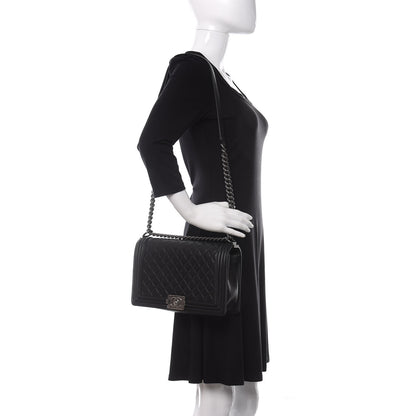 Chanel Metallic Calfskin Quilted New Medium Boy Flap Black 2 of 11