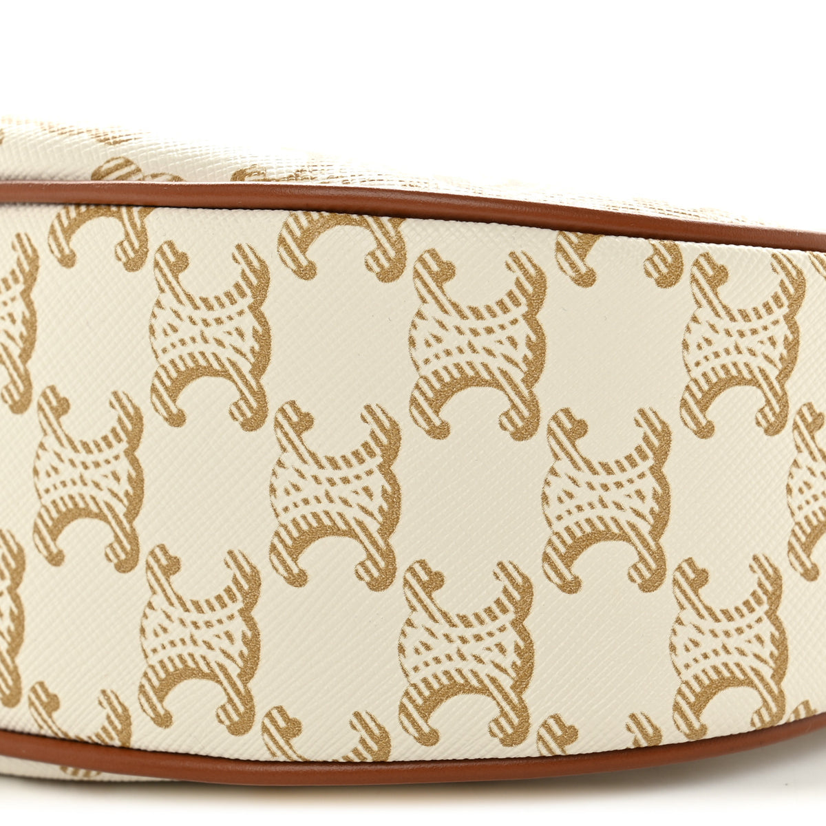 Canvas Calfskin Ava Triomphe Shoulder Bag White