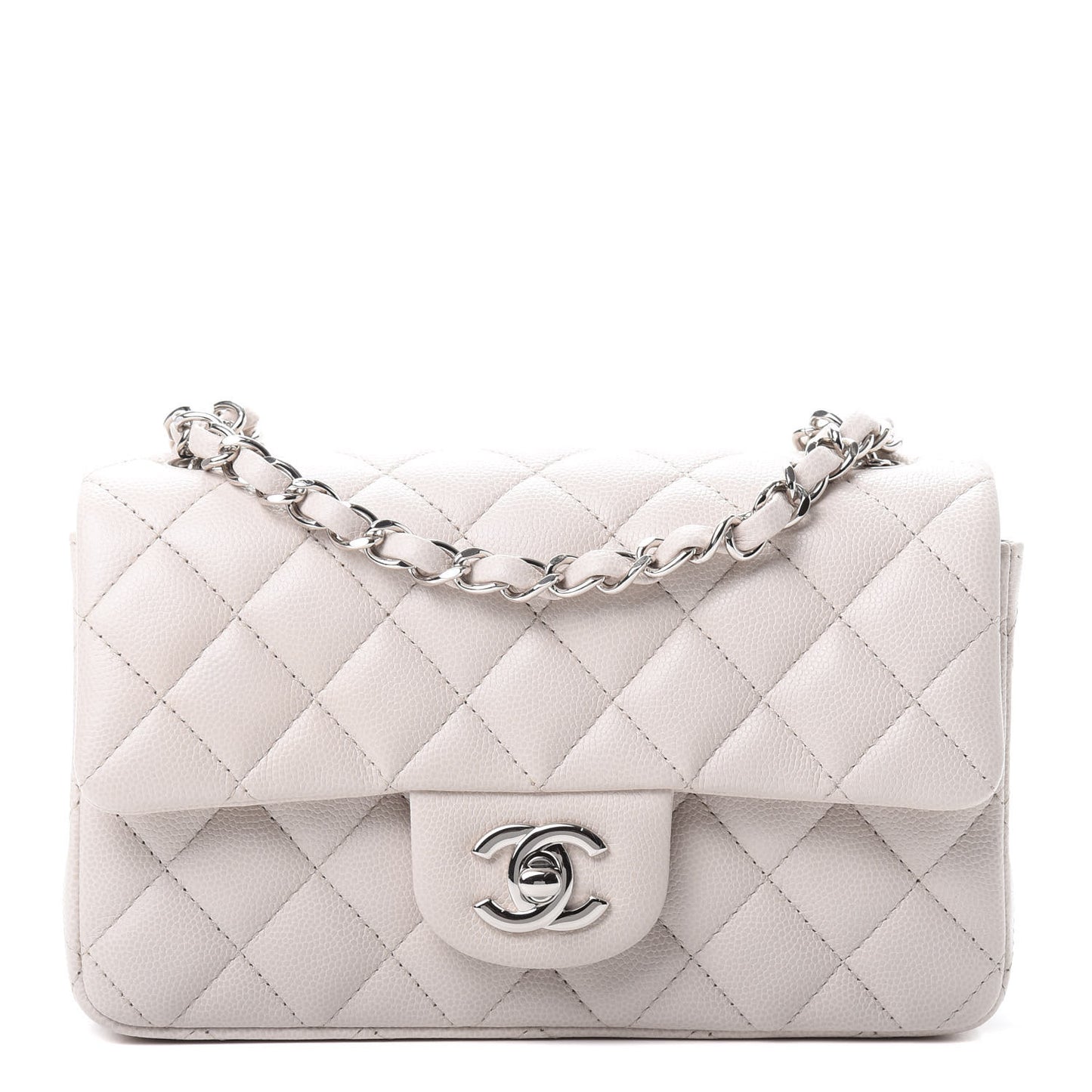 Caviar Quilted Mini Rectangular Flap Ivory