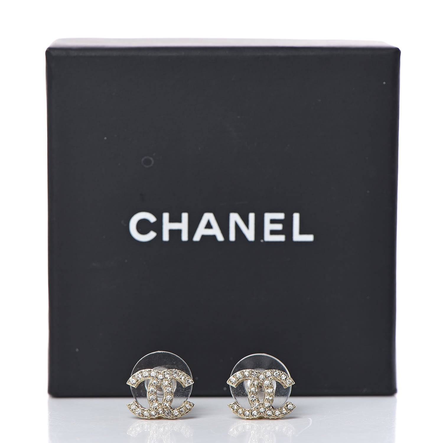 Chanel Crystal Mini CC Earrings Gold 6 of 6
