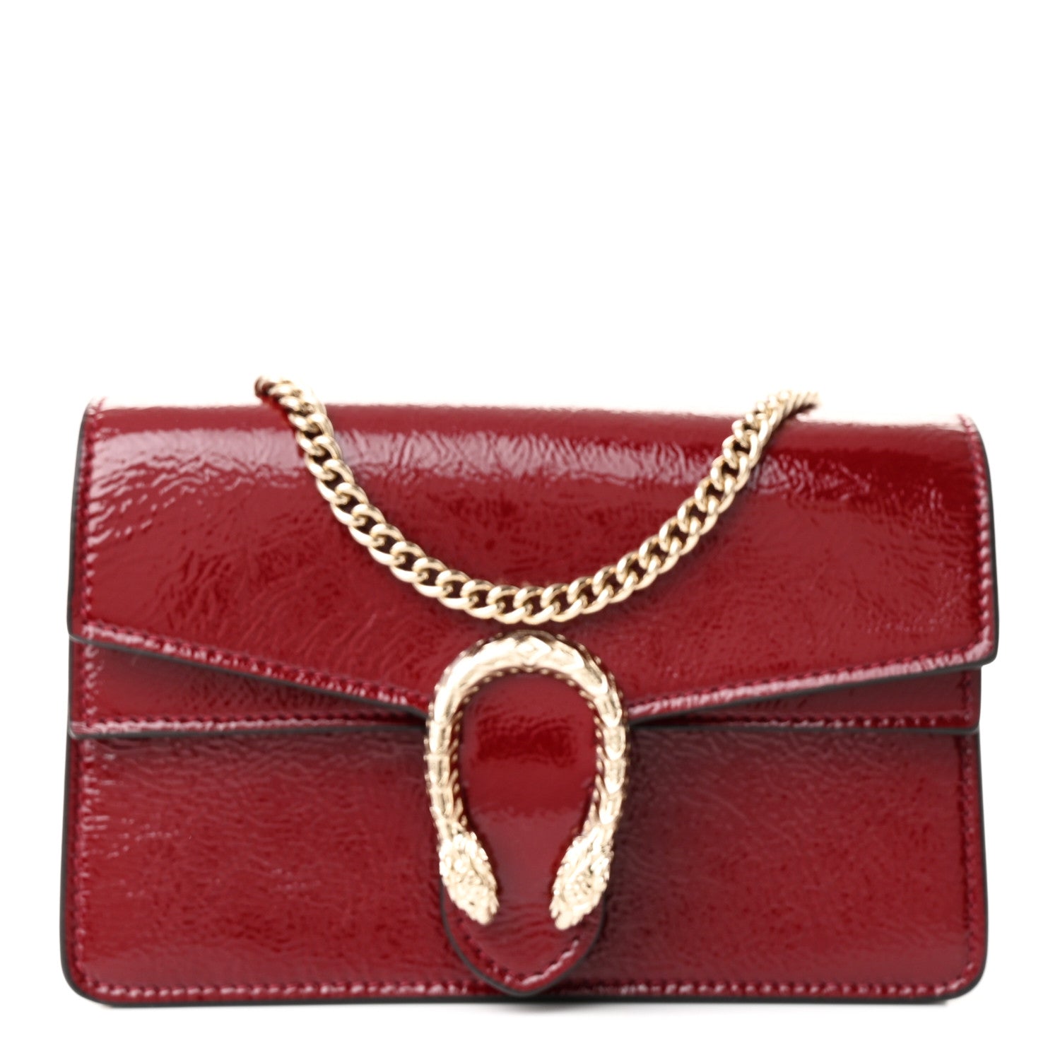 Gucci Crinkled Patent Super Mini Dionysus Shoulder Bag Rosso Ancora Red 1 of 11