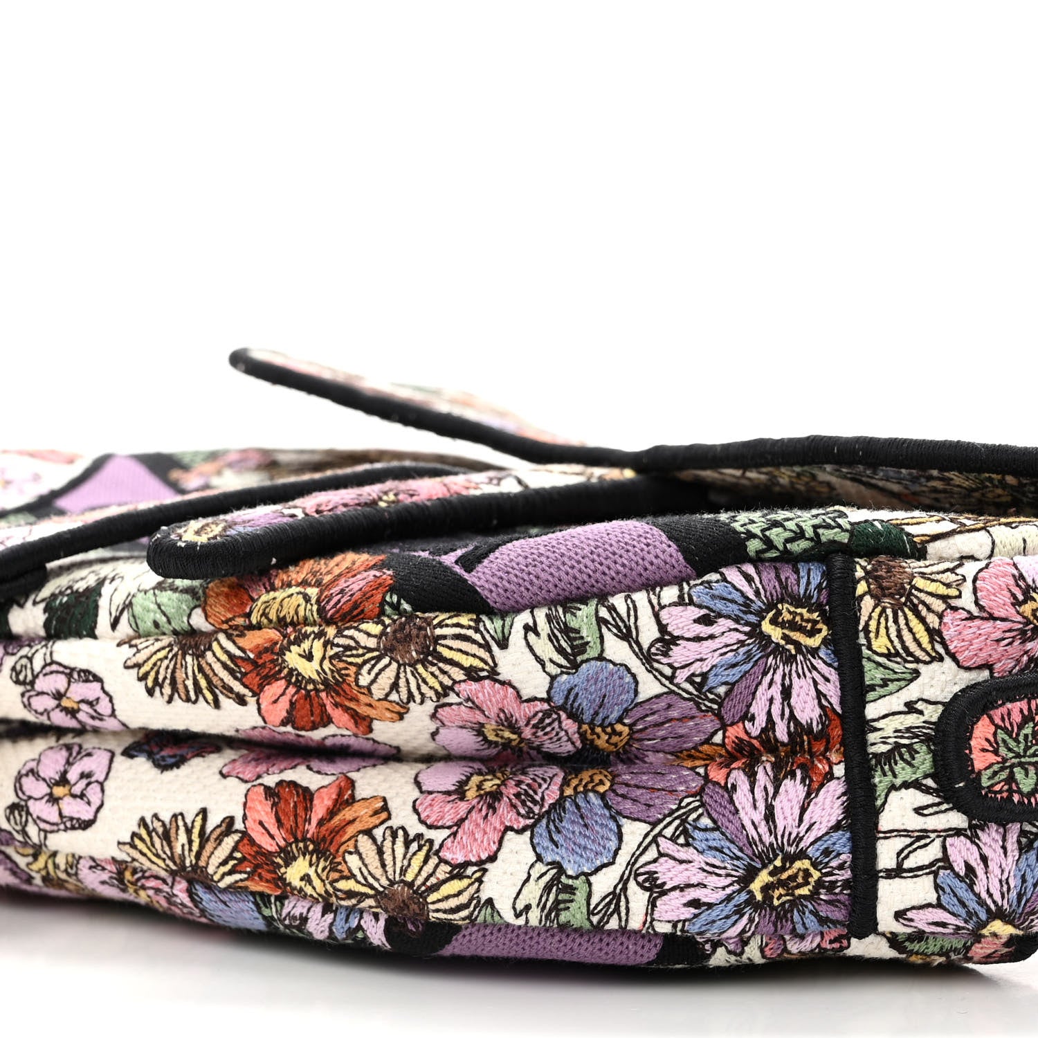 Christian Dior Canvas Embroidered 4 Saisons Été Saddle Bag White Multicolor 11 of 12
