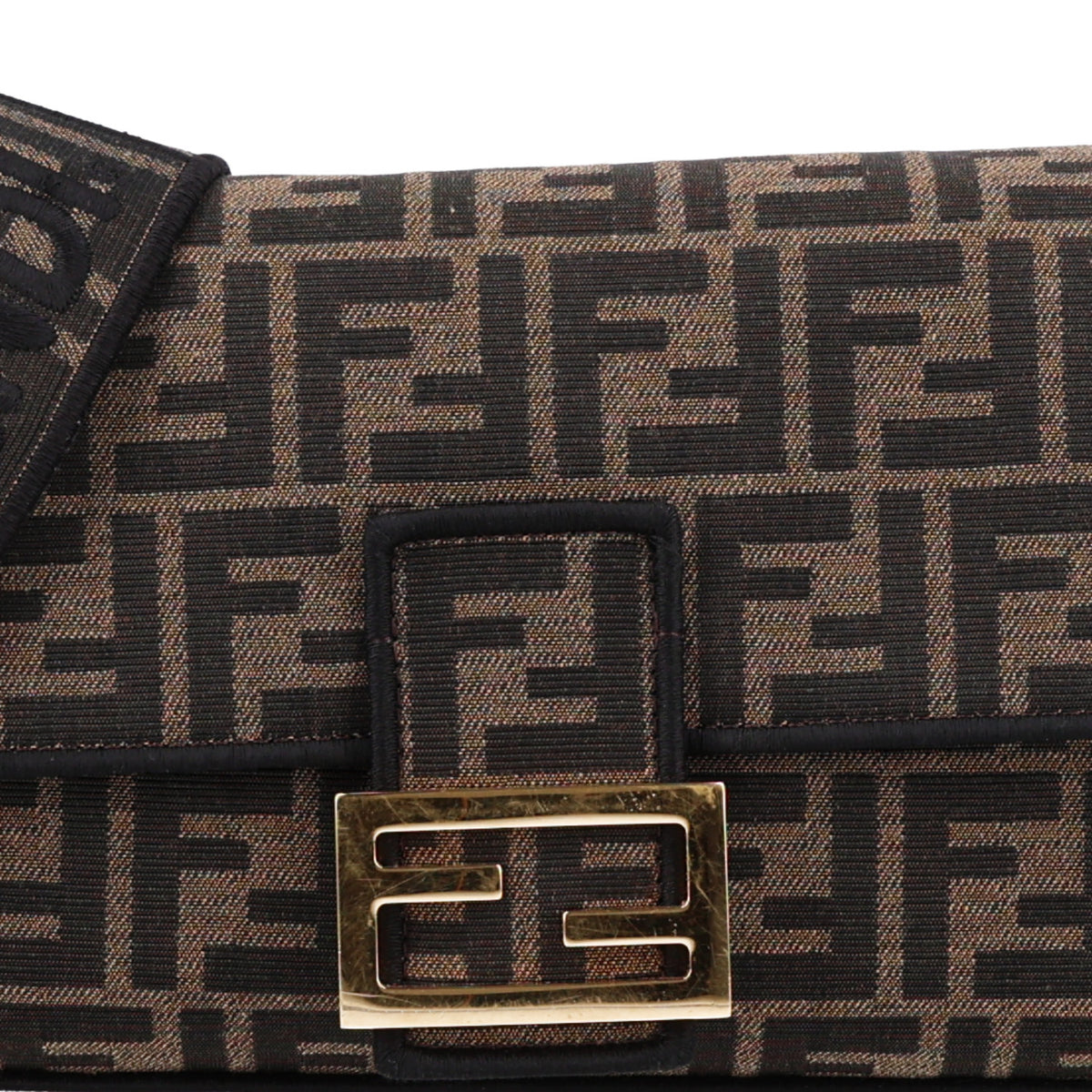 Fabric Jacquard FF 1974 Medium Baguette Tobacco Moro Black