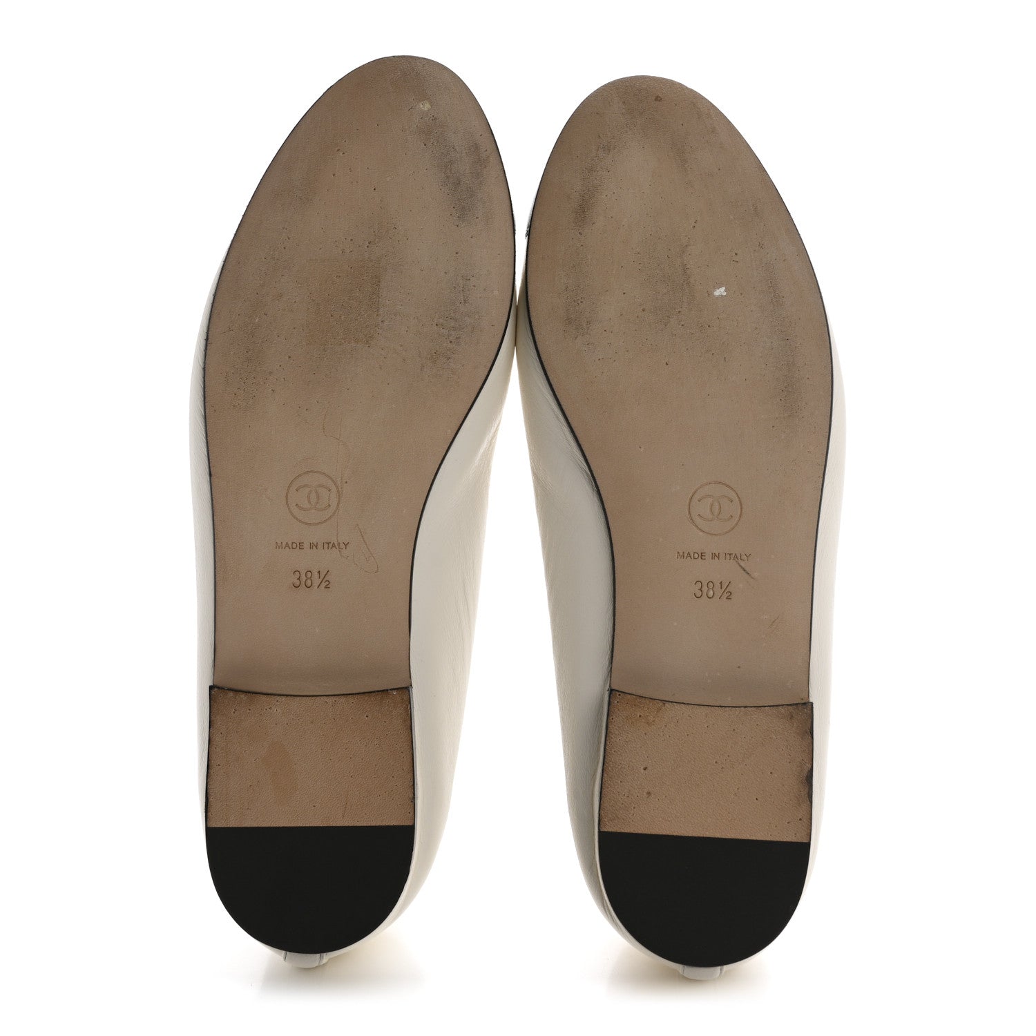 Chanel Lambskin Cap Toe CC Ballerina Flats 38.5 White Black 6 of 11