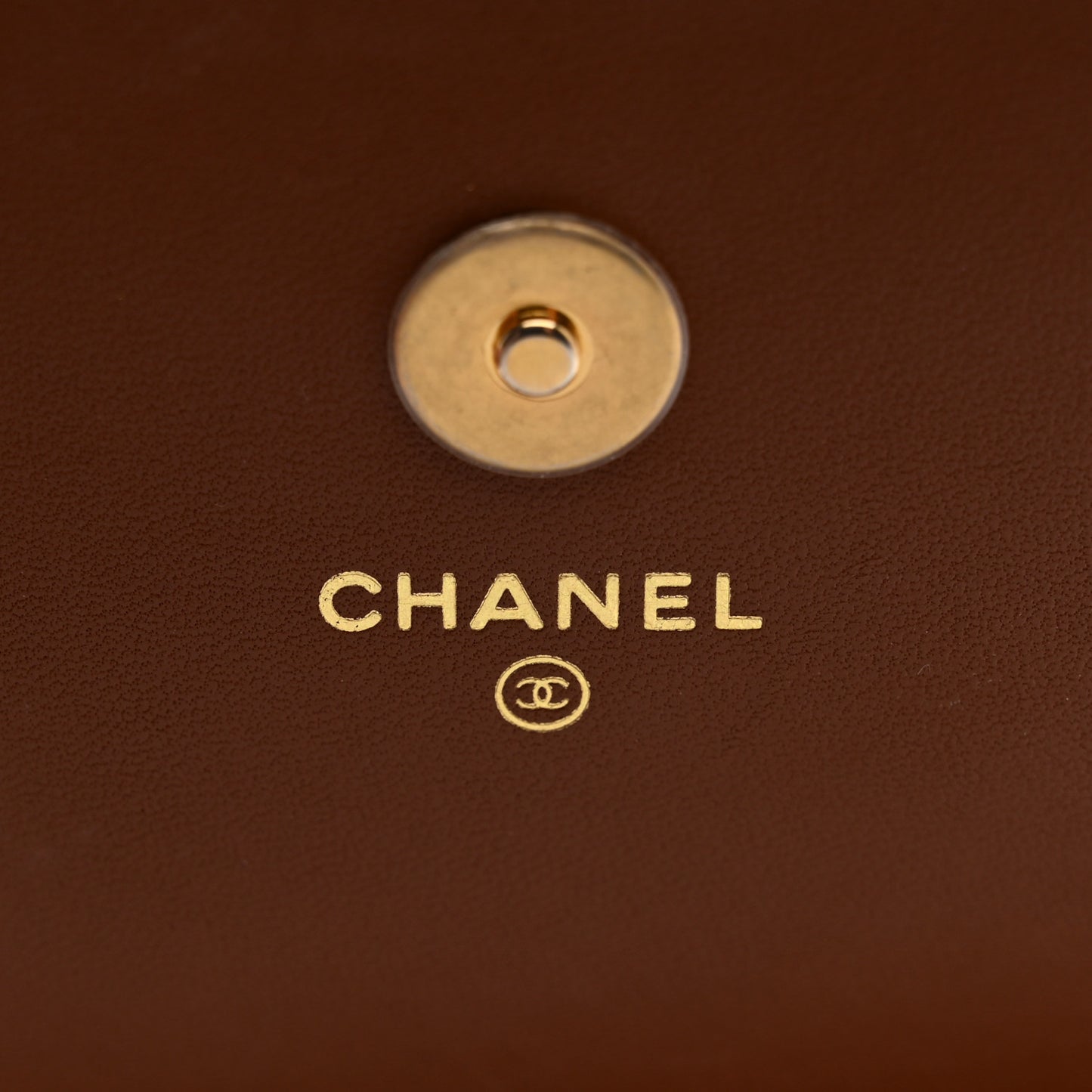 Lambskin Quilted Clutch With Chain Brown