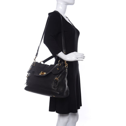 Miu Miu Cervo East-West Flap Satchel Black 2 of 9