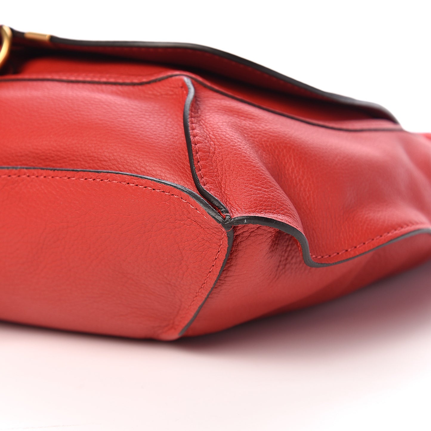 Calfskin Marcie Size Zip Satchel Plaid Red