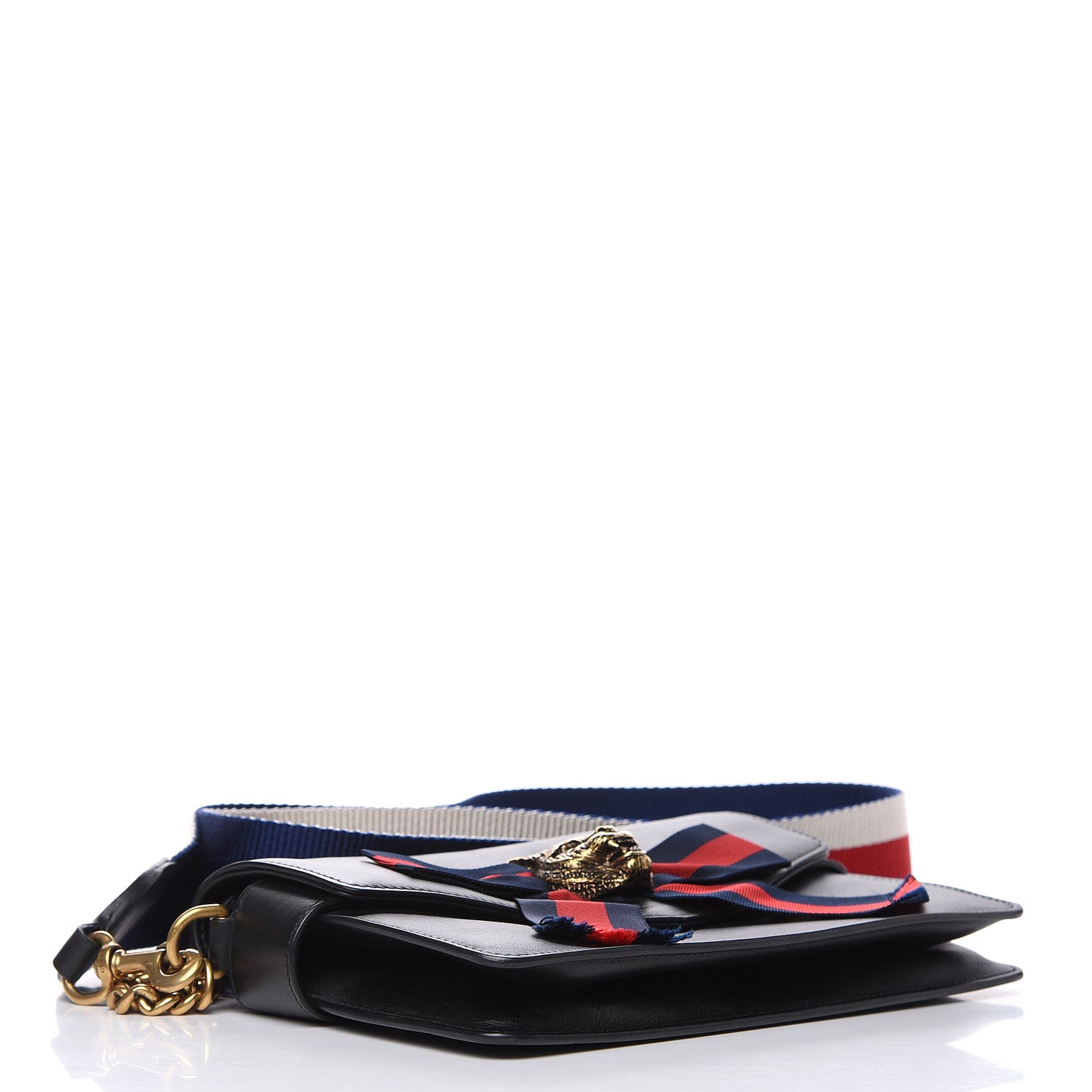 Gucci Nappa Sylvie Web Tiger Broadway Shoulder Bag Black 4 of 13