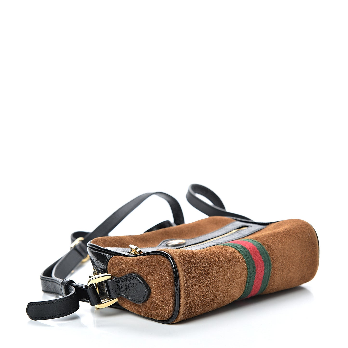 Suede Patent Web Mini Ophidia Shoulder Bag Nocciola Black