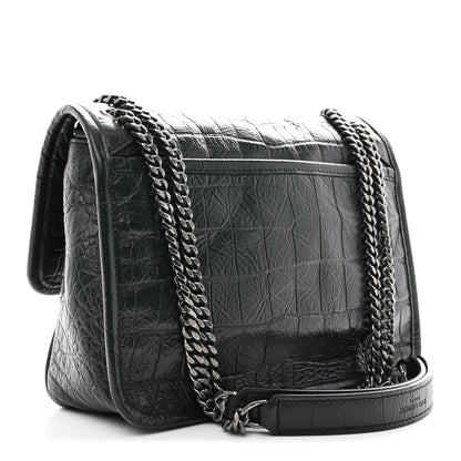 Saint Laurent Calfskin Crocodile Embossed Monogram Baby Niki Chain Satchel Algea 3 of 11