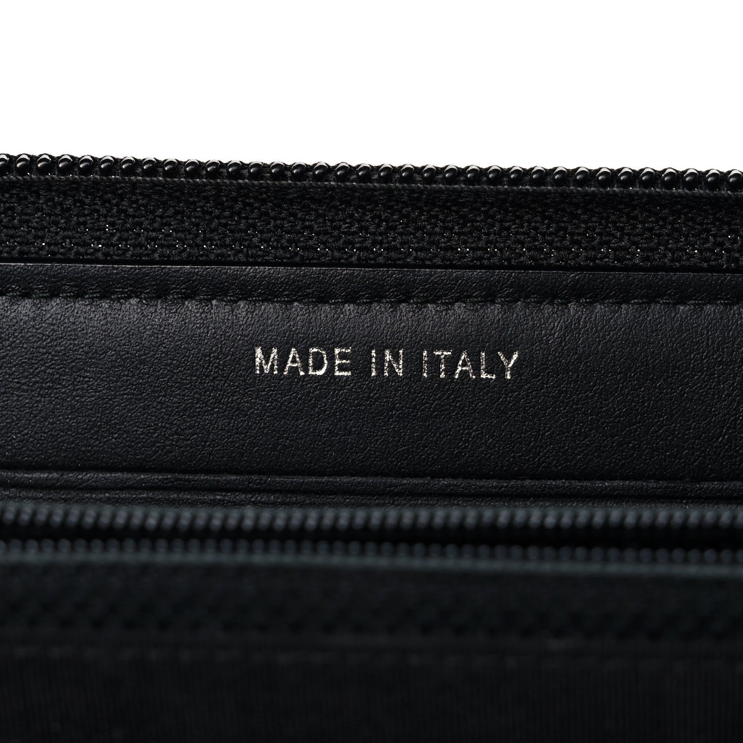 Calfskin Painted Chevron Embossed Small Boy Zip Wallet Black