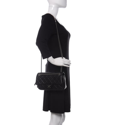 Chanel Glazed Calfskin Quilted Medium Duo Color Flap Black 2 of 13