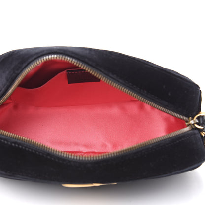 Gucci Velvet Matelasse Small GG Marmont Chain Shoulder Bag Black 5 of 10