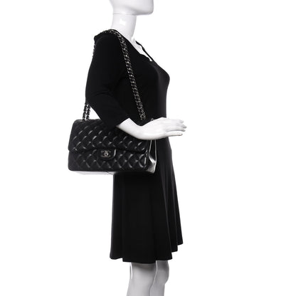 Chanel Lambskin Quilted Jumbo Double Flap Black 2 of 9