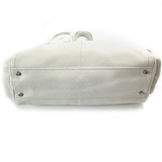 Vitello Daino Tote Shoulder Bag Bianco