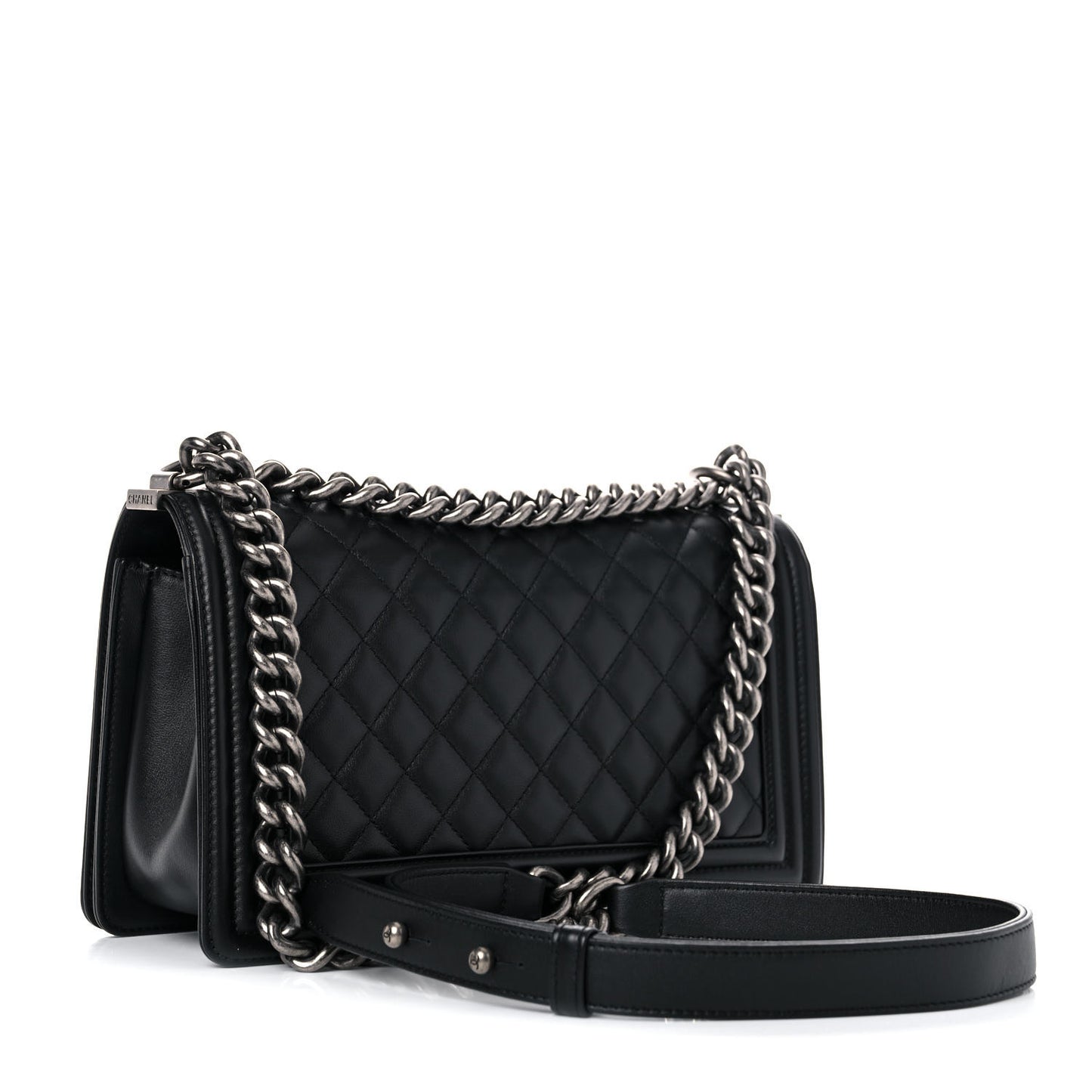 Calfskin Quilted Medium Boy Flap Black