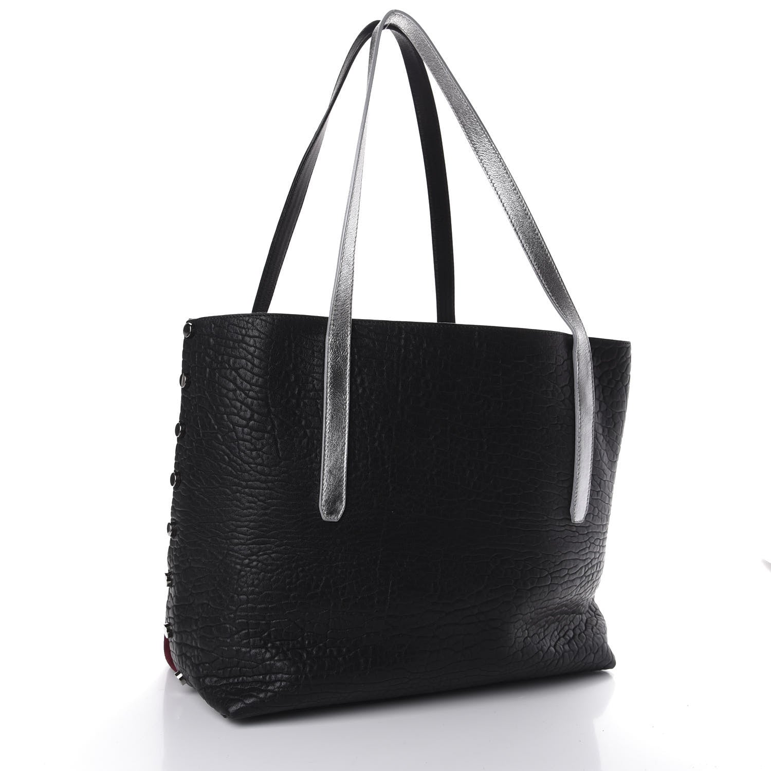 Jimmy Choo Suede Grained Calfskin Twist East West Tote Bordeaux Black 2 of 9