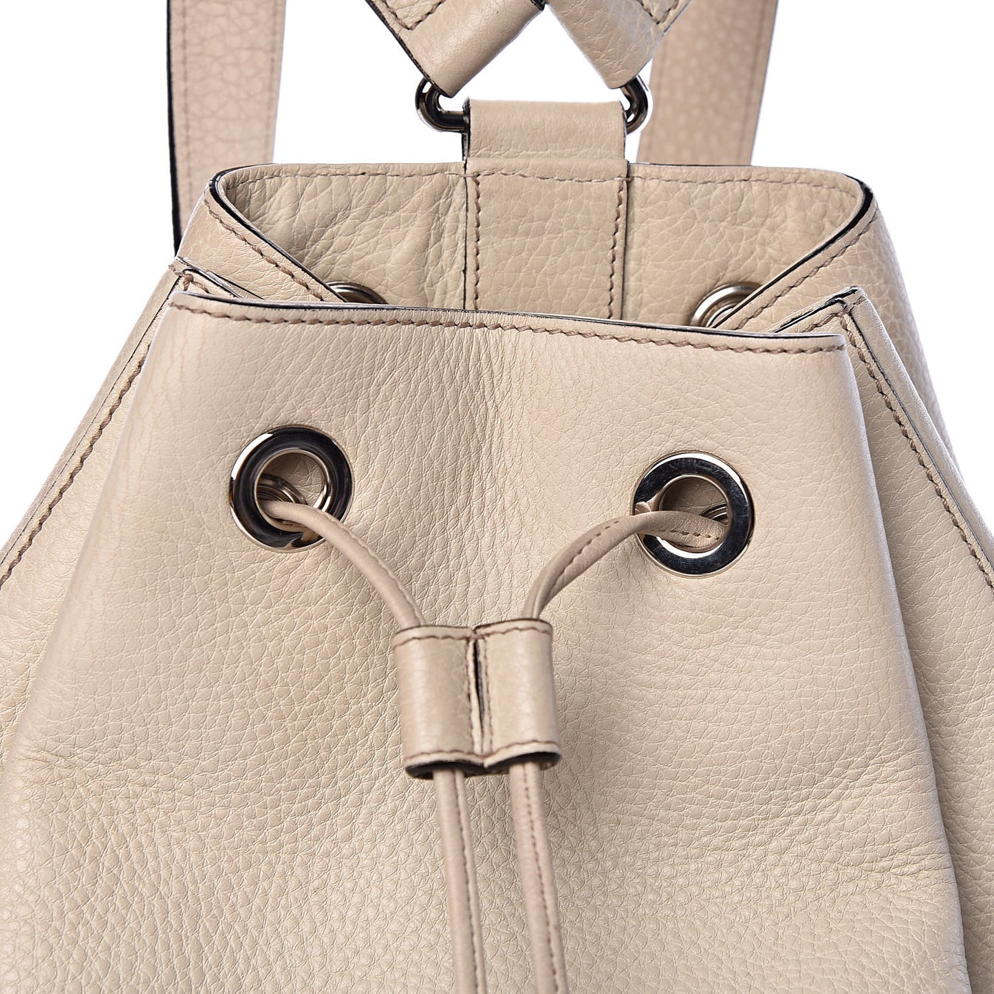 Pebbled Calfskin Small Soho Drawstring Backpack White