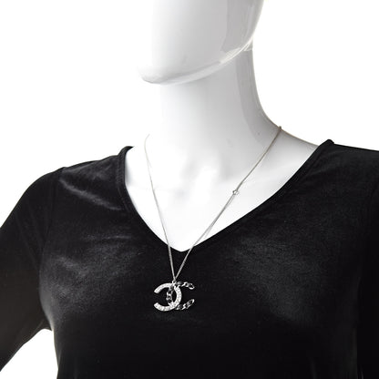 Chanel Lambskin Baguette Crystal CC Necklace Black Silver 2 of 6
