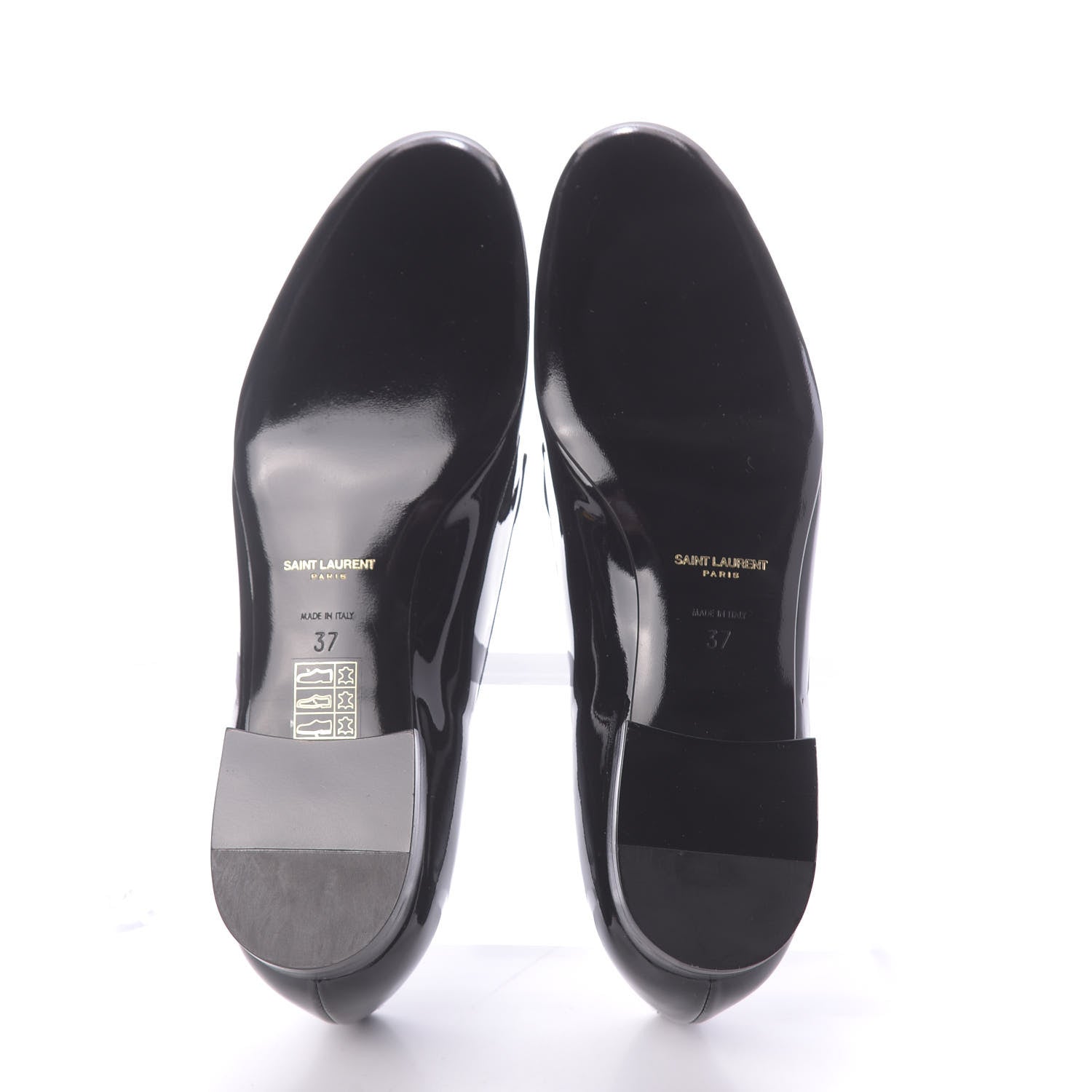 Saint Laurent Patent Calfskin Smoking Slipper Flat Loafers 37 Black 7 of 11