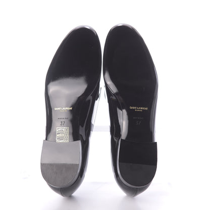 Saint Laurent Patent Calfskin Smoking Slipper Flat Loafers 37 Black 7 of 11