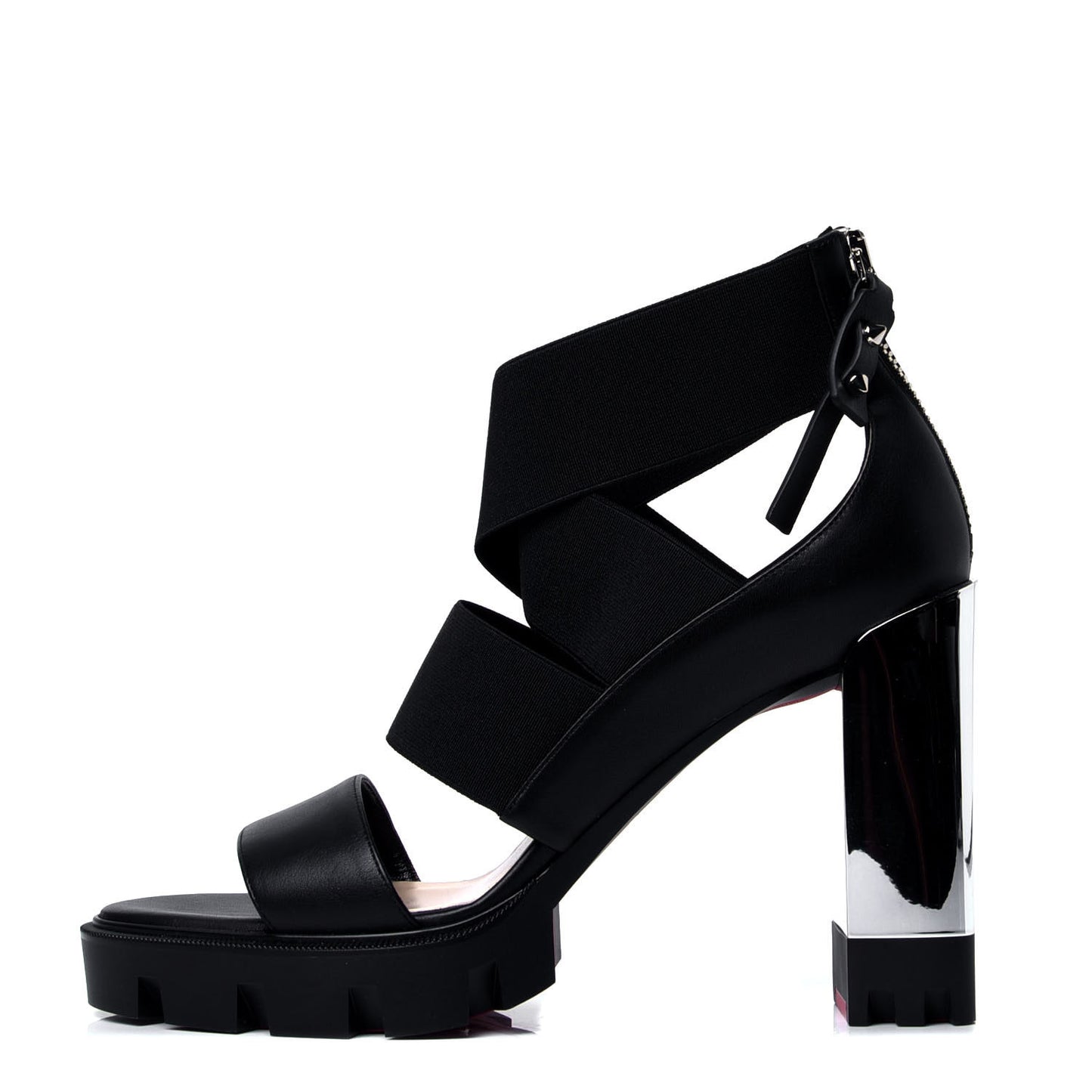 Calfskin Patrouiagoma 100 Platform Sandals 39 Black Nickel