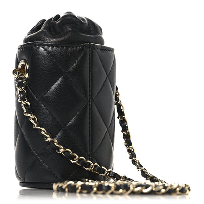 Chanel Lambskin Quilted Mini Bucket Bag With Chain Black 3 of 8
